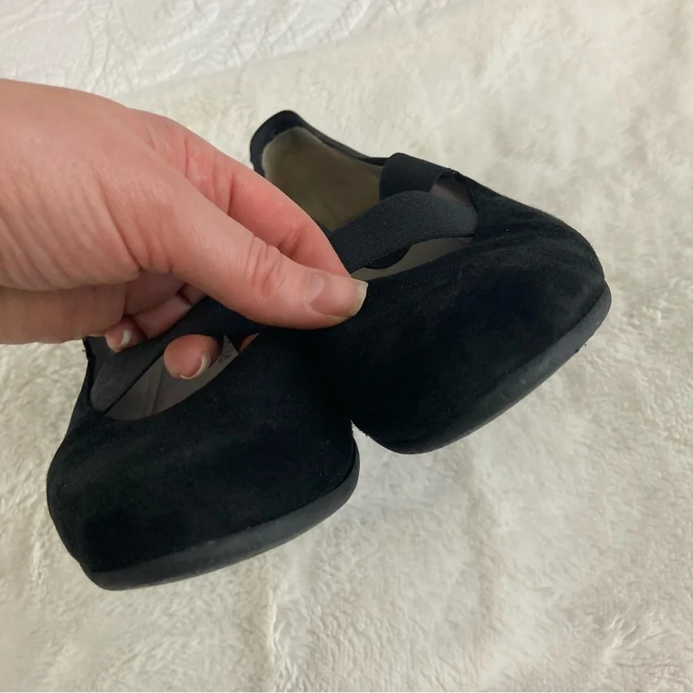 Aquatalia Black Suede Wedge Mary Janes